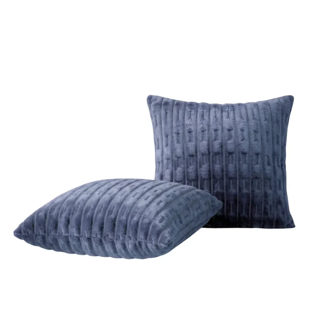 EMBOSSED FLEECE CUSHION COVERS - STEEL BLUE image 1