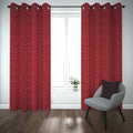 Premium Self Jacquard Curtains Fish Design Maroon ( 2 Curtain Set ) image 0