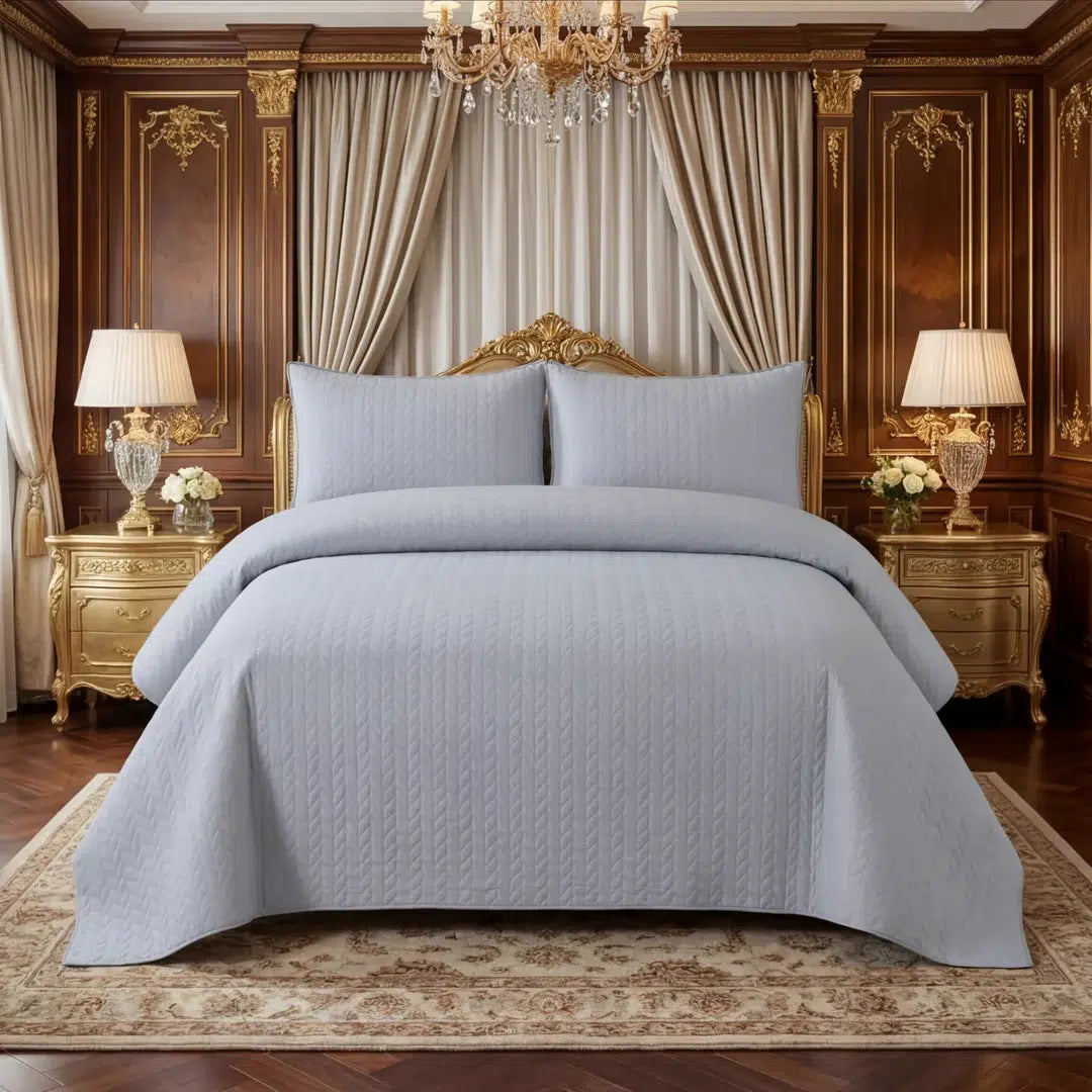 Silver Grey BedSpread Set - 3Pcs image 0