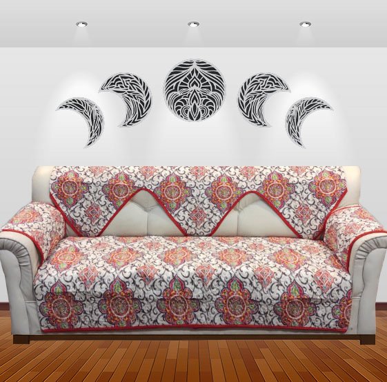 Modern Style Luxury Printed Sofa Runner Red image 0