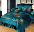 Luxury Embossed Velvet Bridal Bed Set Zinc ( 9 PCS ) image 0