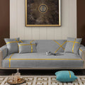 Velvet Sofa Runner with Cushion Covers Grey image 0