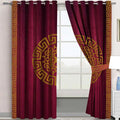 MAROON & COPPER SPLENDID GREEK VELVET CURTAINS - SET OF 2 PANELS image 0