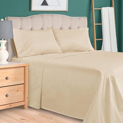 Plain Rich Cotton Bed Sheet Ivory image 0