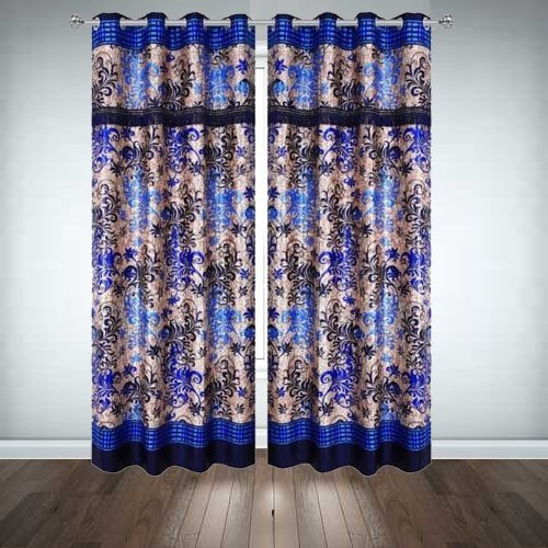 Printed Silk Curtains ( Pair ) image 0