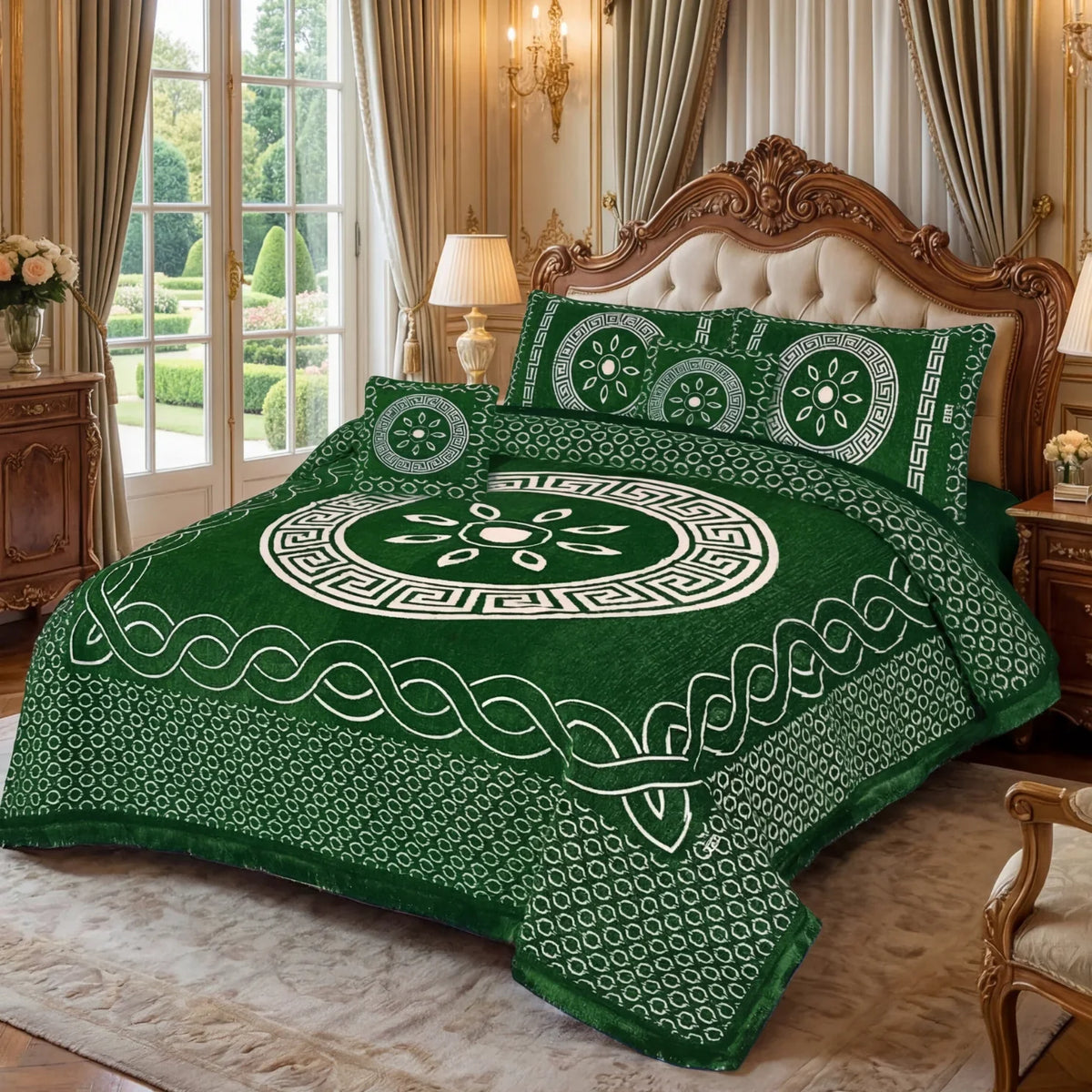 JACQUARD LUXURY GREEN BEDSHEET SET- 5 PCS image 0