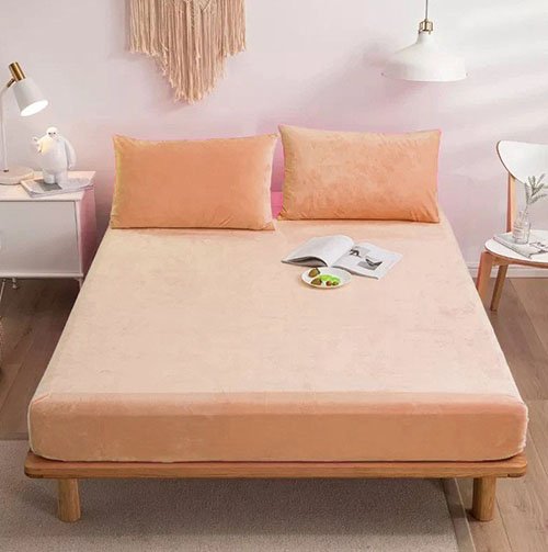 Premium Velvet Fitted Bed Sheet Skin Golden image 0