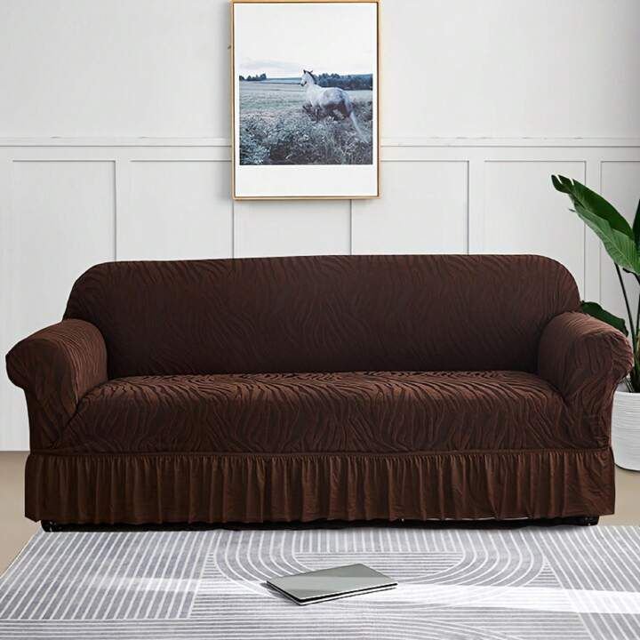 ZEBRA VELVET SOFA COVER - BROWN image 0