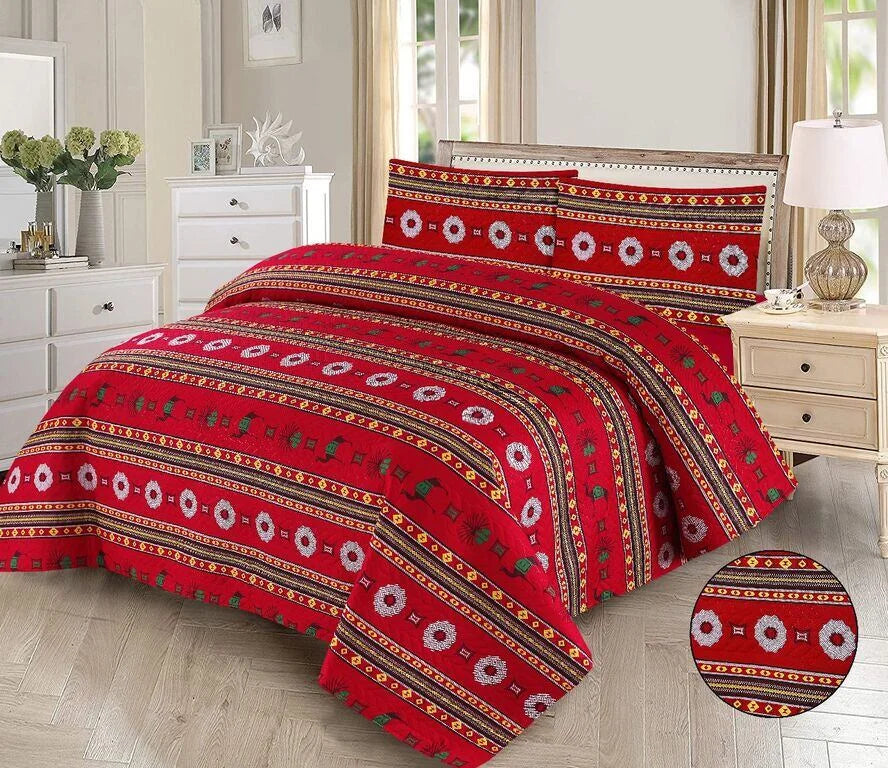 Rajasthani Red Printed Bedspread - 3Pcs image 0