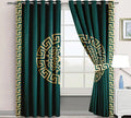 DARK GREEN & SKIN SPLENDID GREEK VELVET CURTAINS - SET OF 2 PANELS image 0