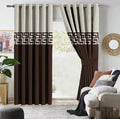 OFF WHITE & BROWN DOUBLE TONE VELVET CURTAINS - SET OF 2 PANELS image 0