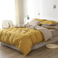 Cotton Reversible Duvet Cover Set - Yellow & Beige image 0