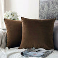 Plain Soft Feel Velvet Cushion Covers Brown 16 x 16 ( Without Filling ) image 0