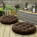 Pack of 2 Velvet Floor Cushions with Filling - Brown image 0