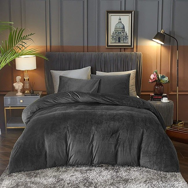 Velvet Duvet Cover Set - Grey image 0