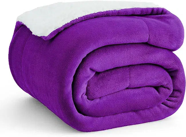 SHERPA FLEECE THROW BLANKET - PURPLE image 1