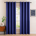 Export Self Plain Cotton Jacquard Curtains Blue ( 2 Curtains Set ) image 0