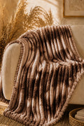 PREMIUM CORAL FLEECE BUBBLE BLANKET - MOCHA BROWN & TAUPE image 0