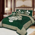 JACQUARD LUXURY DARK GREEN BEDSHEET SET- 5 PCS image 0