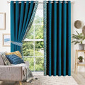 ZINC & WHITE SIDE BORDER VELVET CURTAINS - SET OF 2 PANELS image 0