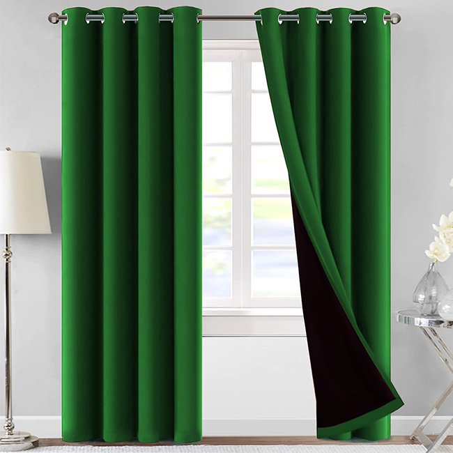 SELF JACQUARD BLACKOUT CURTAINS - GREEN image 0