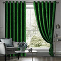 GREEN SELF PRINT VELVET CURTAINS - SET OF 2 PANELS image 0