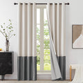 Premium Velvet Blackout Curtains Cream & Grey ( 2 Curtains Set ) image 0