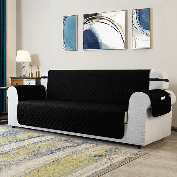QUILTED SOFA COVERS - BLACK image 0