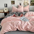 Cotton Reversible Duvet Cover Set - Peach Pink & Grey image 0