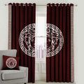 MAROON & OFF WHITE VERSACE DESIGN VELVET CURTAINS - SET OF 2 PANELS image 0