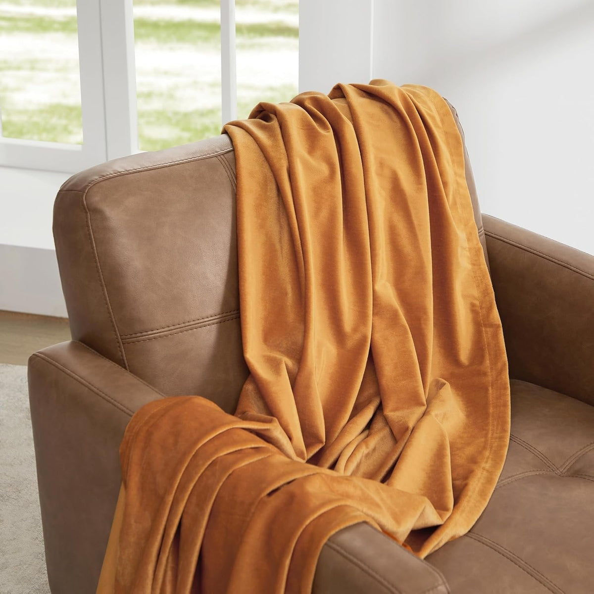 Premium Velvet Blackout Curtains Golden ( 2 Curtains Set ) image 2
