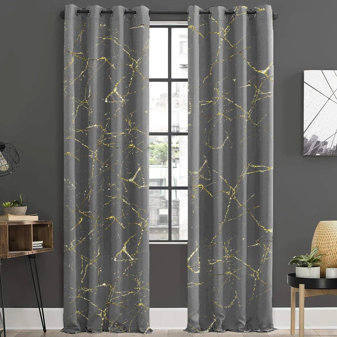 Imported Velvet Curtains Sprinkle Design Grey image 0