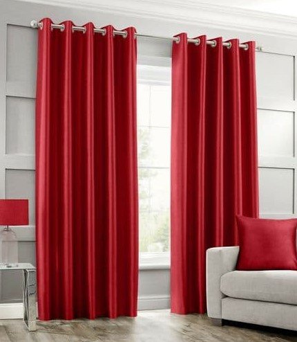 IMPORTED SILK CURTAINS - RED image 0