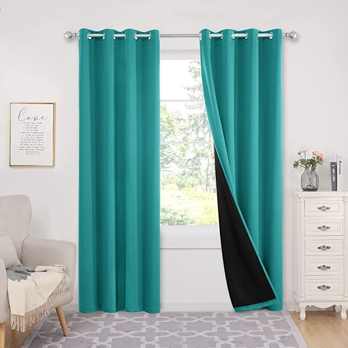 SELF JACQUARD BLACKOUT CURTAINS - ZINC image 0