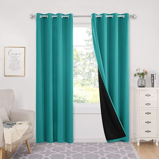 SELF JACQUARD BLACKOUT CURTAINS - ZINC image 0