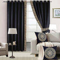 BLACK & SKIN SIDE BORDER VELVET CURTAINS - SET OF 2 PANELS image 0