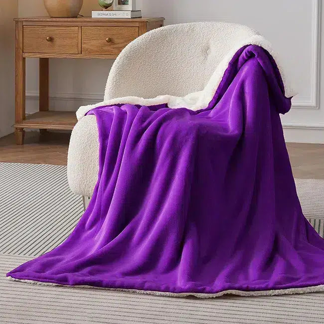 SHERPA FLEECE THROW BLANKET - PURPLE image 0