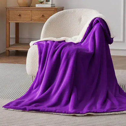 SHERPA FLEECE THROW BLANKET - PURPLE image 0