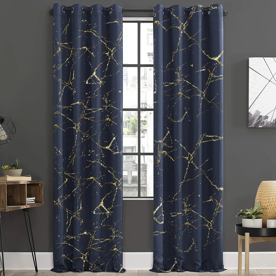 Imported Velvet Curtains Sprinkle Design Blue image 0