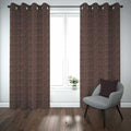Premium Self Jacquard Curtains Fish Design Brown ( 2 Curtain Set ) image 0