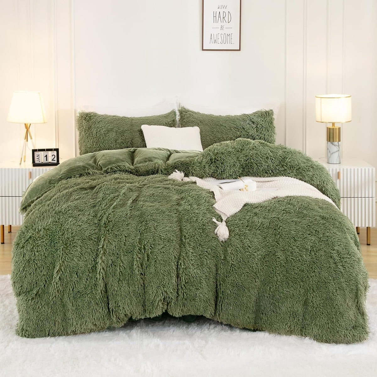 Shaggy Duvet Set - Olive Green image 0