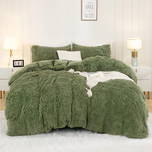 Shaggy Duvet Set - Olive Green image 0