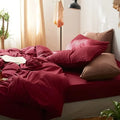 Cotton Reversible Duvet Cover Set - Wine Red & Brown image 0