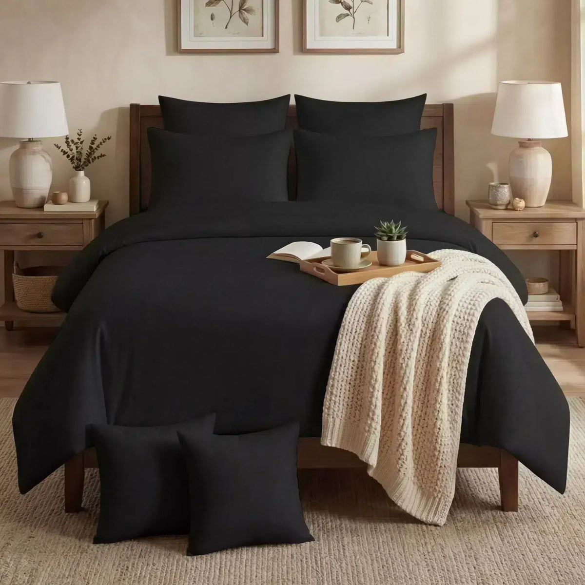 Cotton Duvet Cover Set - Black image 0