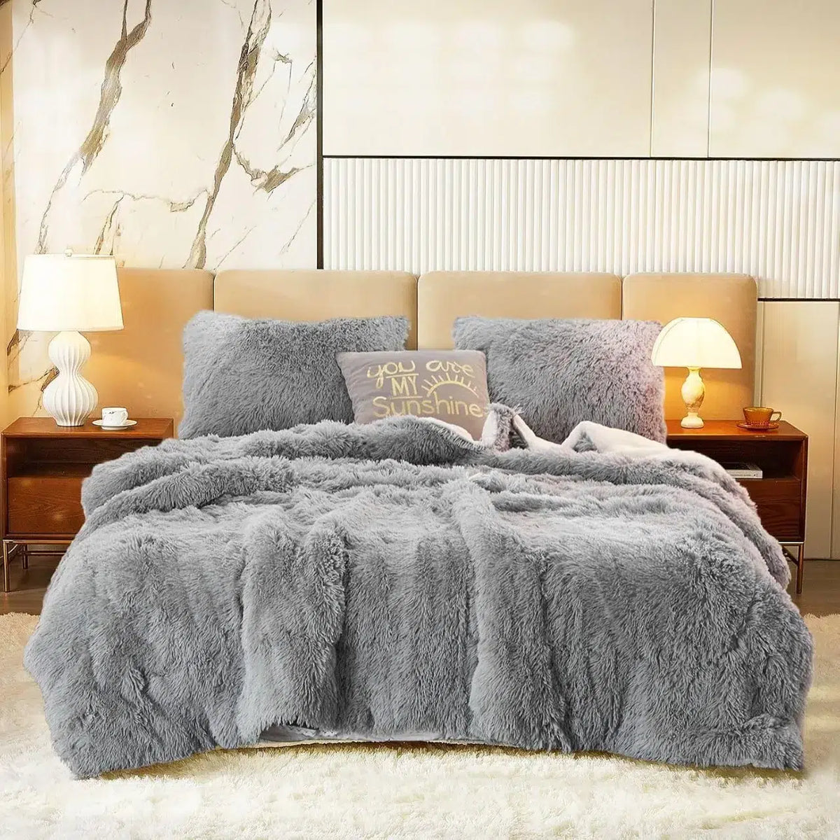 Shaggy Duvet Set - Silver Grey image 0