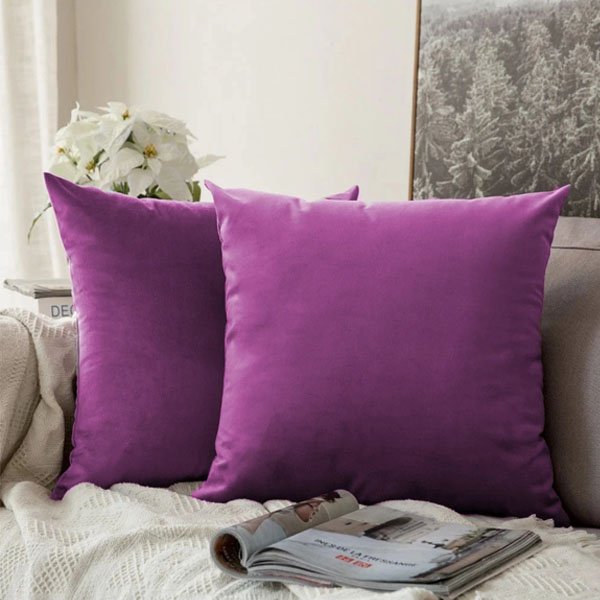 Plain Soft Feel Velvet Cushion Covers Purple 16 x 16  ( Without Filling ) image 0