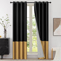 Premium Velvet Blackout Curtains Black & Gold ( 2 Curtains Set ) image 0