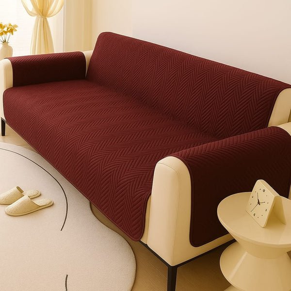Mat Ultrasonic Quilted Sofa Runner - Maroon image 0