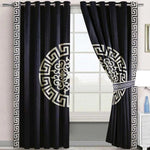 BLACK & WHITE SPLENDID GREEK VELVET CURTAINS - SET OF 2 PANELS