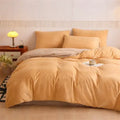 Velvet Reversible Duvet Cover Set - Golden & Beige image 0